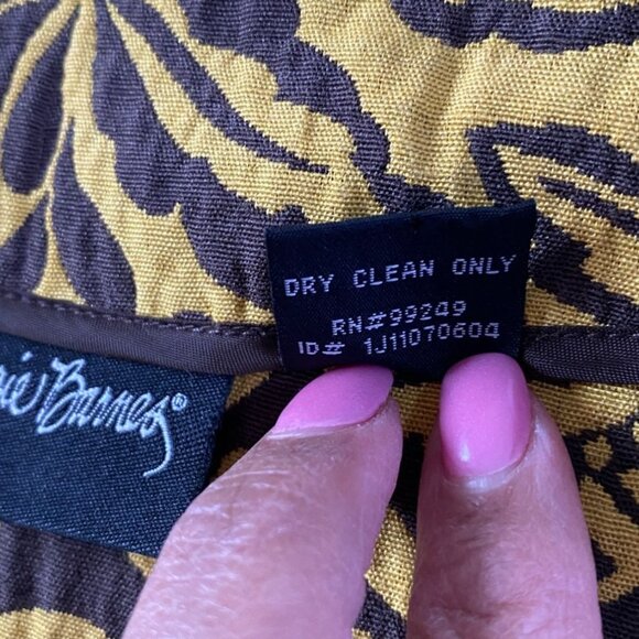 Maggie Barnes Yellow & Brown Floral Cotton Jacket with 3/4 Sleeves Size 2X - Picture 4 of 8